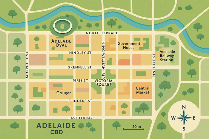 generate map of adelaide cbd